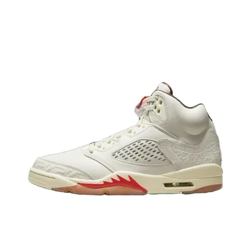 Jordan Air Jordan 5 Retro Устойчивый к истиранию Дышащий MID Топ Винтажные баскетбольные кроссовки Мужской Коричневый