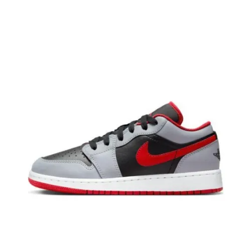 Jordan Air Jordan 1 Low BG Амортизация Износостойкий Низкий Топ Детские Баскетбольные Кроссовки Серый Черный