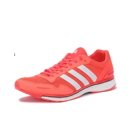 Adidas Adizero Adios SMC Slip-resistant Abrasion-resistant Low-top Беговые кроссовки Unisex Неоново-красный