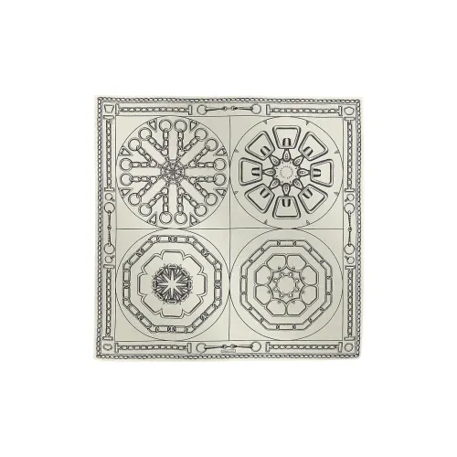 HERMES Тутовый шелк кашемир палантины Женские Белый Черный