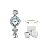 Белая оболочка, светло-синий, браслет, ремень (часы, подарочная коробка)