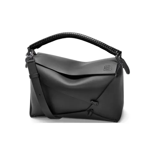 LOEWE Пазл Телячья кожа Сумка через плечо Сумка Маленькая Женская Черная