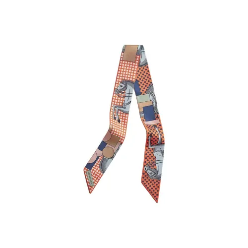 HERMES Шарфы из шелка тутового дерева Женские Кораллово-красный