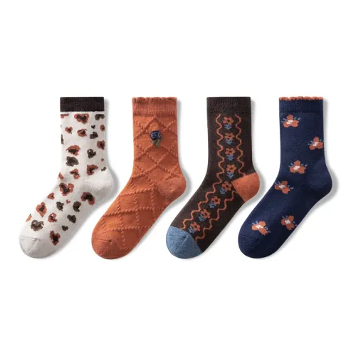 NAIER Носки Crew Женские упаковка из 4 пар многоцветные цветочные Art