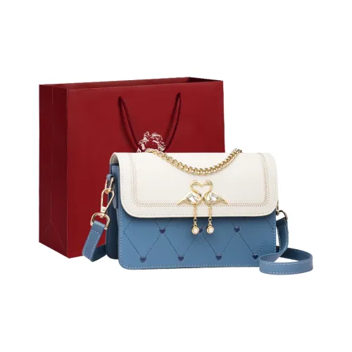 Old Man's Head Спилок коровьей кожи с синтетической кожей Сумка через плечо Женская Белый Синий