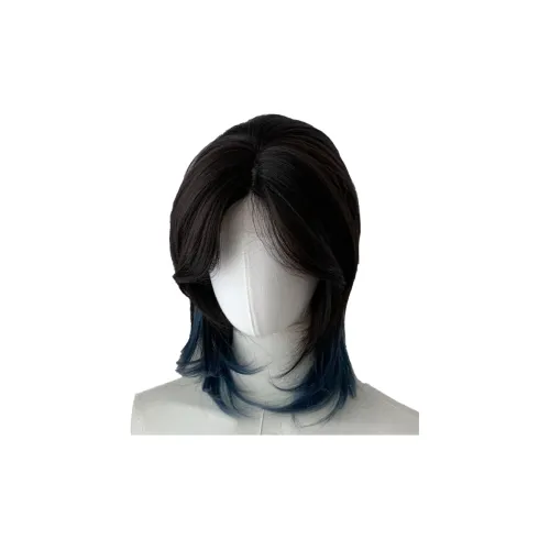 GLUNA Cool Wolf Ласточкин хвост Sardine Head Wig Unisex Half Tie Dye Высокая температура Пряжа Короткие Прямые волосы