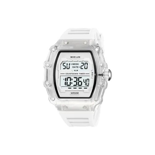 BOZLUN Электронные Механические Часы Силиконовый Ремешок Мужские Часы Белый Циферблат