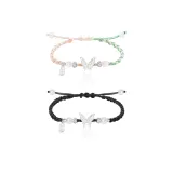 Черный + Розовый Зеленый - Бабочка Ткань Вязаная Лента