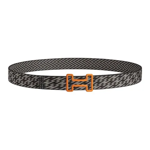 HERMES Телячья кожа Кожаные ремни Мужской Черный Графитовый 3,2 см