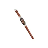 Маленькая D-пряжка, кожа, красно-коричневый, серебряный, шовный, первая серия