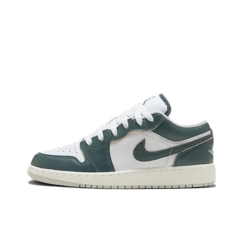 Jordan Air Jordan 1 Детские баскетбольные кроссовки Low Топ Зеленый Белый Унисекс