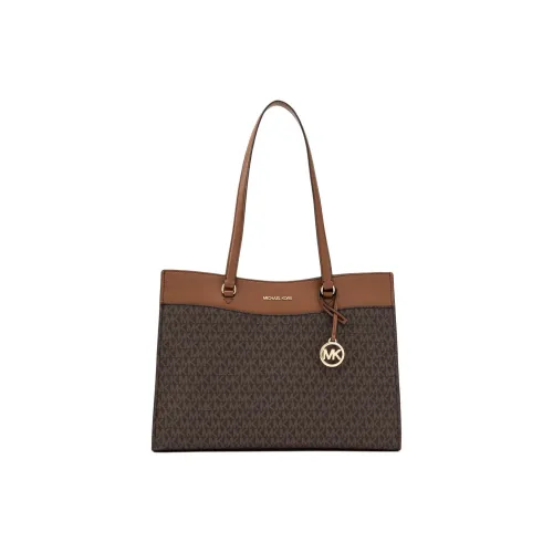 MICHAEL KORS Jet Set Travel Покрытый холст Тоут Сумка Сумка для покупок Сумка Сумка через плечо Большая Женская Коричневая