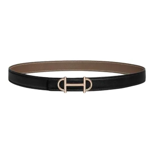 HERMES Телячья кожа Кожаные ремни Женские Черный Ширина 2,4CM