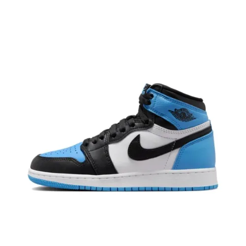 Jordan Air Jordan 1 Детские баскетбольные кроссовки High Топ Черный, Белый, Синий Унисекс