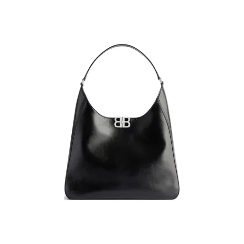 Balenciaga BB SOFT Коровья кожа Сумка через плечо средний размер женский черный