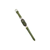 Маленький D застежка, кожа, свежий зеленый, серебряный шов, первая редакция