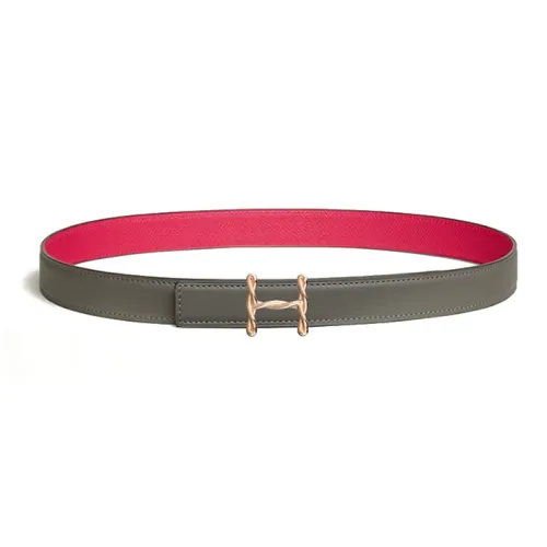 HERMES Телячья кожа Розовое золото Тон покрытие Кожаные ремни Женские Черный Розовый Ширина 2,4CM
