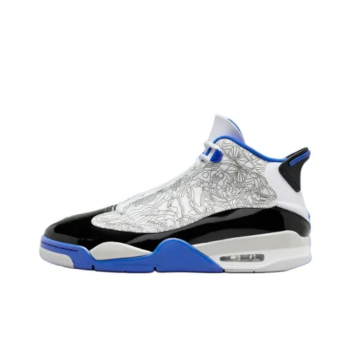 Джордан Dub Zero противоскользящий устойчивый к истиранию MID топ винтажные баскетбольные кроссовки унисекс белый и синий