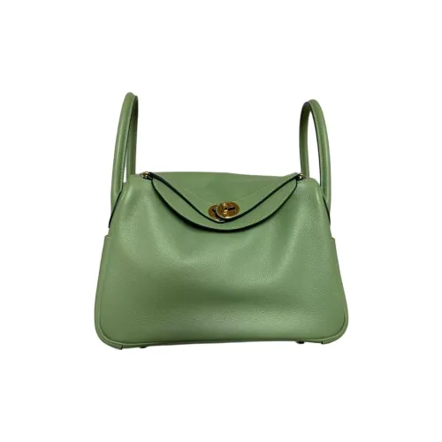HERMES Lindy Кожа Evercolor Через плечо Одно плечо Сумка Женские 3i Vert Criquet Авокадо-зеленый