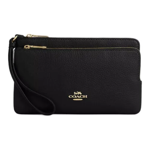 COACH Личий зернистый текстурный кожа кошелек маленький женский черный