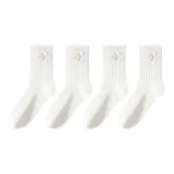 4 шт [4 пары, белое основание, белые аксессуары]