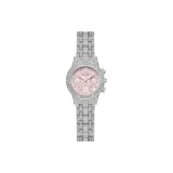 Розовый циферблат, стальной браслет.