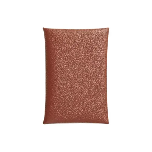 HERMES Calvi Mysore Шевро Картхолдер Женские 6C Cuivre Тыква Медный Красный