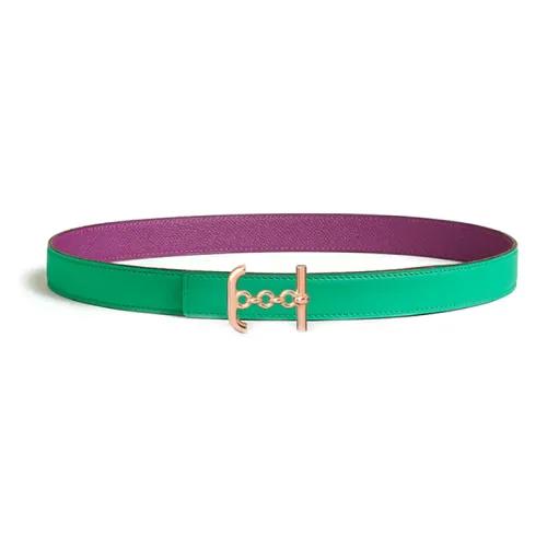 HERMES Телячья кожа Розовое золото Тон покрытия Кожаные ремни Женские Зеленый Фиолетовый Ширина 2,4 см