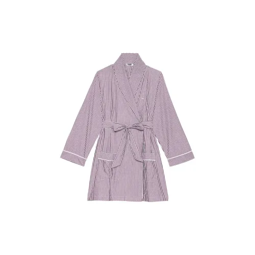 Victoria's Secret Розовый Хлопковый поплин Короткий Халат WR S P W D г Сон Халат Женские Дикий Розовый Полосы