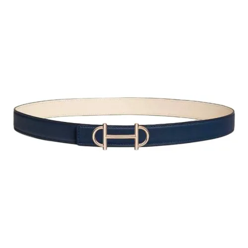 HERMES Телячья кожа Кожаные ремни Женские Синий Белый Ширина 2,4CM