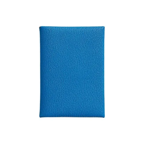 HERMES CalviDuo Mysore Шевро Картхолдер Женские Sambal Синий с Мята Accent