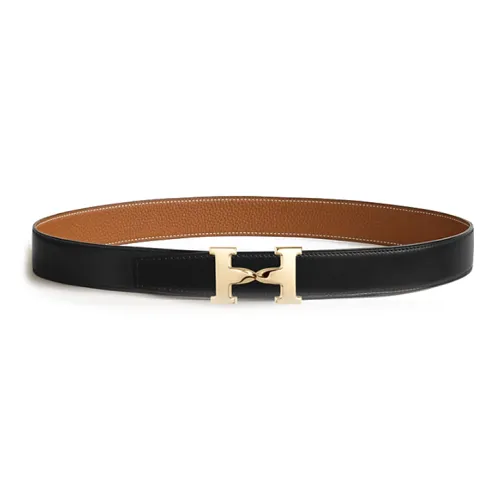 HERMES Телячья кожа Кожаные ремни Женские Черный коричневый Ширина 3,2 см