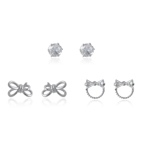 DVNRR Серебро S925 Серьги-гвоздики Женские Подарочный набор в коробке три предмета комплект