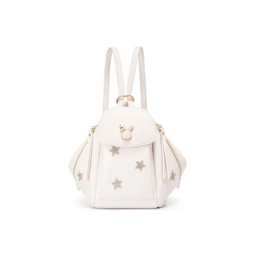 JUST STAR ПУ (полиуретан) Рюкзак Средний Женский Экрю Элегантный Черный