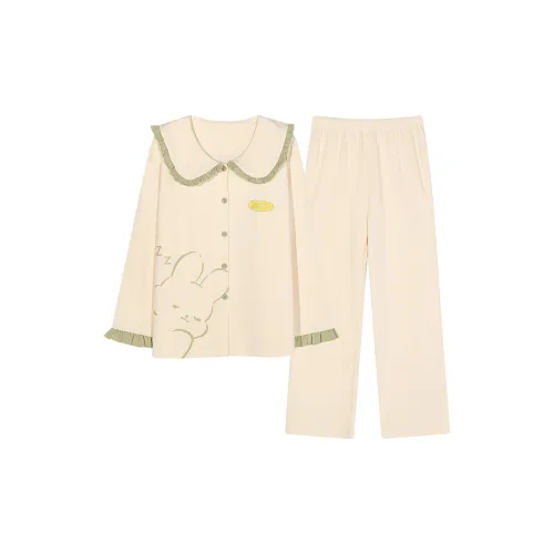 Montagut Pajama Комплект Осенний Зимний Женский 2 Штуки Экрю