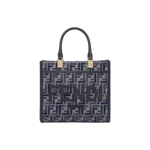 FENDI Шенилл Тоут Сумка Сумка для покупок Маленькая Сумка Женская Темно-синяя