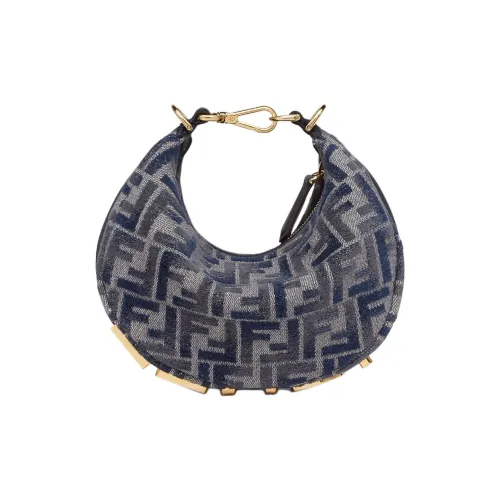 FENDI fendigraphy Хлопковая сумка-полумесяц сумка через плечо мини женская темно-синий