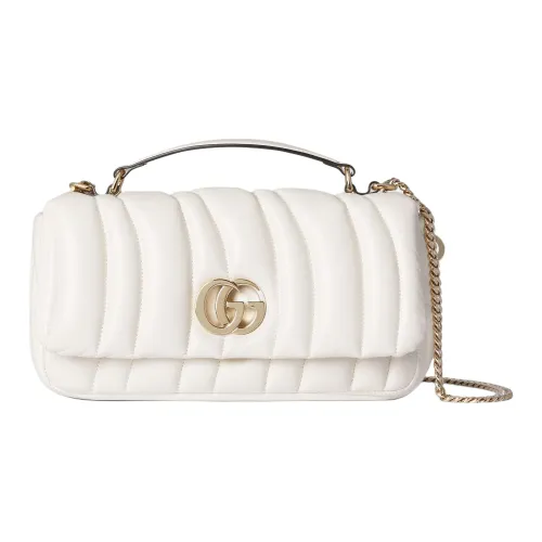 GUCCI С наполнителем утяжелённый кожаная сумка через плечо маленькая женская белая