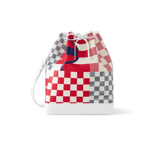 LOUIS VUITTON Покрытый холст ведрообразная сумка сумка через плечо женская белая