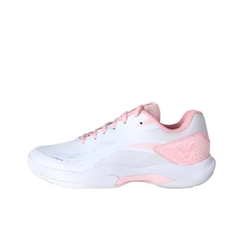 Victor Slip-resistant Abrasion-resistant Low-top Badminton Shoes Unisex White Pink Виктор Антислип Резистентный Низкий Топ Бадминтон Обувь Унисекс Белый Розовый