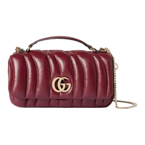 GUCCI С наполнителем утяжелённый кожаная сумка через плечо маленькая женская красная