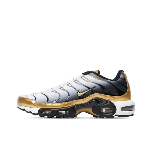 Nike Air Max Plus Low Топ Беговые кроссовки Мужские Белый Черный Золото