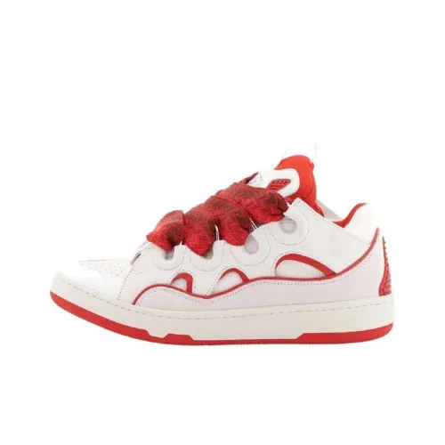 Lanvin Curb Low Топ Стильные Скейтбординги Женские Белые Красные