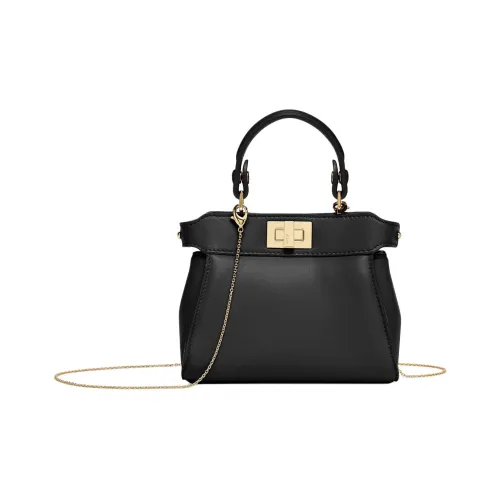 FENDI Peekaboo Lambskin Сумка через плечо Сумка Mini Женская Черная