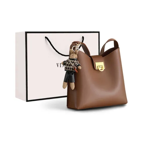 VINEY Коровья кожа Ведрообразные сумки Сумки через плечо Сумка через плечо Большая Женская Карамель