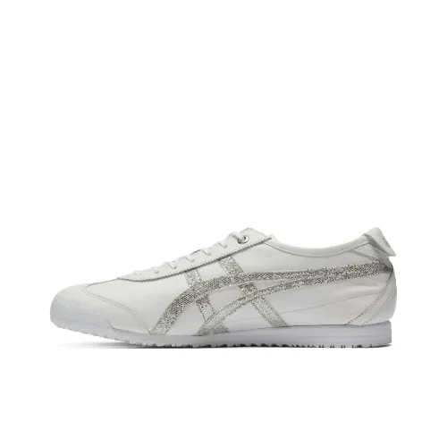 Onitsuka Tiger MEXICO 66 Slip Устойчивый к истиранию Низкий Топ Casual Унисекс Белый Серебряный