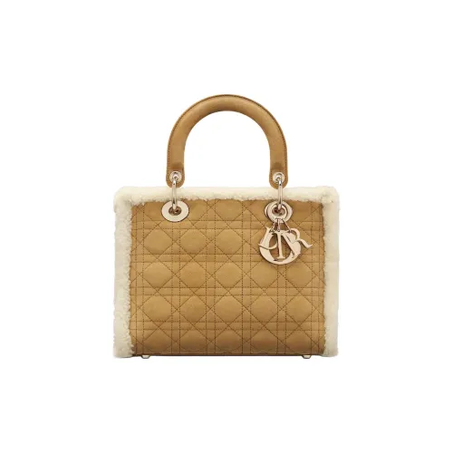 DIOR Lady Dior Замшевая сумка Lady Dior сумка через плечо сумка среднего размера женская бежевая