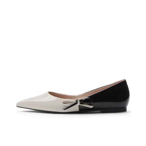 CHARLES KEITH Маленький CK Бант Новый китайский стиль Кэжуал 1см Женский Черный Текстурированный Черный Текстурированный Мел Белый