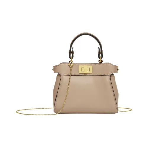 FENDI Nano PeekabooМиниатюрная Сумка Из Кожи Наппа Серо-коричневого Цвета