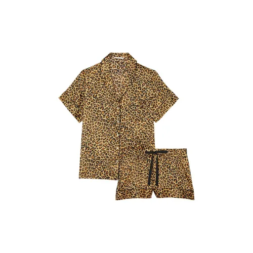 Victoria's Secret Satin Short Pajama Set Новый Glam Leo Pajama Set Women's Leopard Print